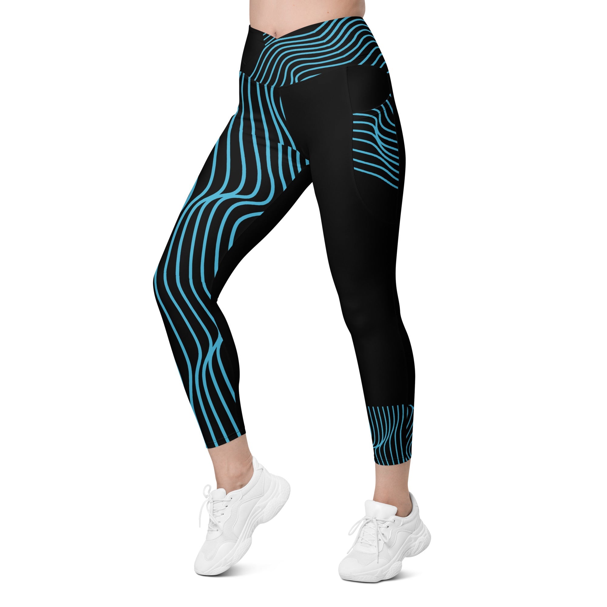 Black Workout Leggings with Pockets. Streetwear or Gymwear Crossover Leggings. Yoga Pants. WickedYo.